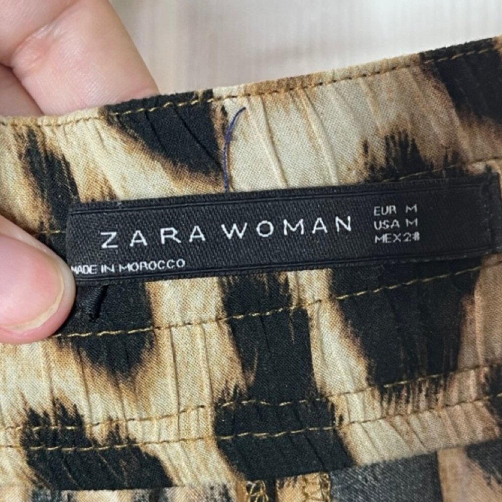 ZARA | Women's Lightweight Leopard Print Elastic Waist Loose Fit Pants | Size M - Picture 10 of 13